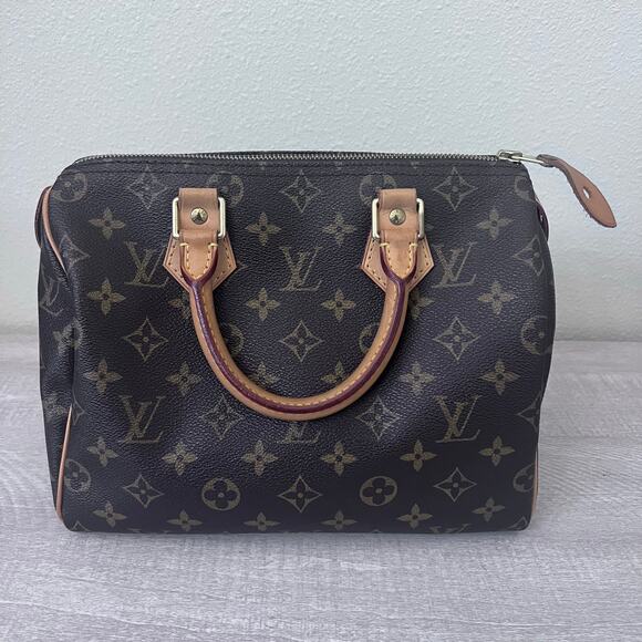 Louis Vuitton Speedy 25 Monogram Brown and Gold Canvas Top Handle Handbag - Picture 1 of 12